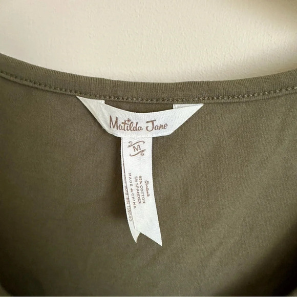 Matilda Jane Womens Medium Brand New Day Olive Green Ruffle Maxi Dress Stretchy - Picture 3 of 3